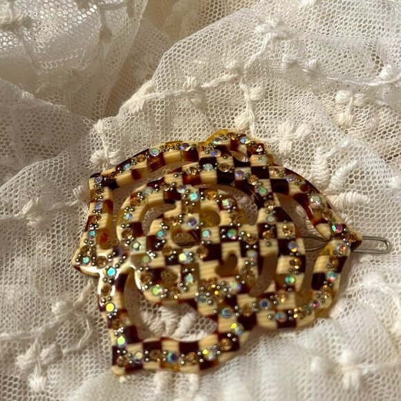 Checkerboard Rose Hair Clip - Picture 3 of 5